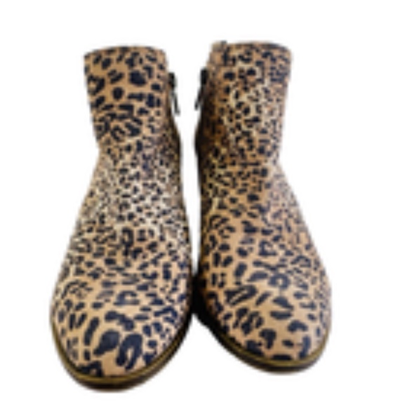 Lucky Brand Leopard Suede Ankle Booties Women’s 7.5 Basel Zip Western - Picture 3 of 6